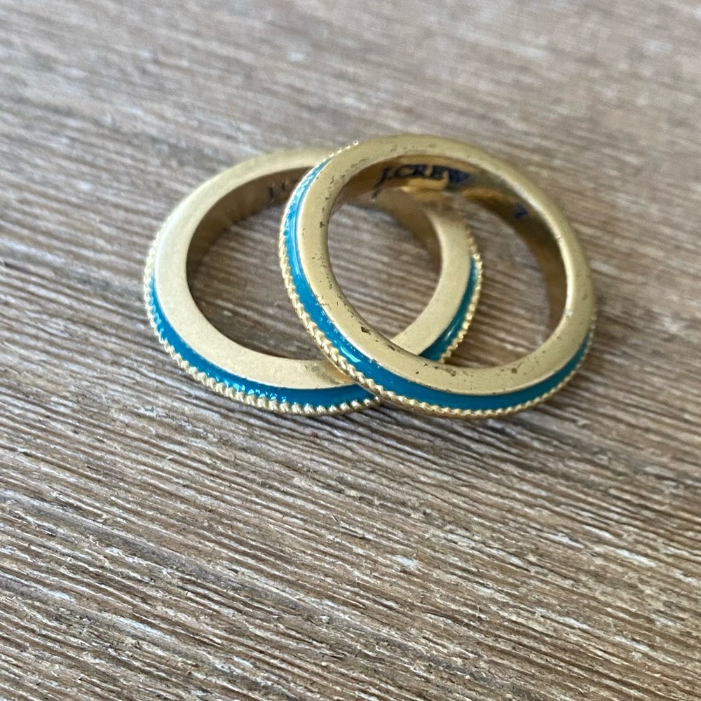 JCrew enamel rings set of 2 size 7